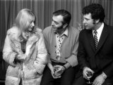 Tom Jones Singer with Producer John Scoffield and Singer Mary Hopkin After the Show with Drinks