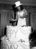 Alice Cooper American Rock Singer Jumps Out of a Birthday Cake 1975