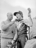 Kenny Roberts Celebrates His Victory at 500cc British Grand Prix Motorcycle Race at Silverstone