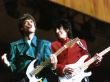 Mick Jagger and Ronnie Wood of the Rolling Stones on Stage at Wembley Stadium