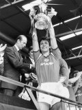 Manchester Uniteds Captain Bryan Robson Shows Off FA Cup to the Wembley Crowd