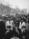 The Beatles: 1964 the Beatles Sitting Outside a Cafe on the Champs-Elysees in Paris