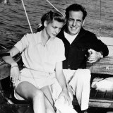 Humphrey Bogart and Wife Lauren Bacall on Boat  1951