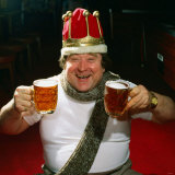 Bernard Manning Wearing Crown Holding Pints January 1986