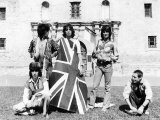 The Rolling Stones with Union Jack Flag in 1975 at the Alamo