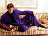 David Hasselhoff Actor Singer Reclining on Settee Wearing Purple Suit