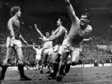 Kenny Dalglish Liverpool Football Player Celebrates Scoring Goal Against Manchester United