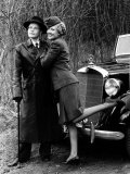 Tv Program 'Allo 'Allo: Richard Gibson in Leather Coat with Kim Hartman