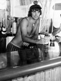 George Best June 1969 Footballer in a Sailors Cap Behind the Bar in His Favorite Pub in Palma Nora