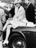Princess Diana Sitting on Prince Charles Aston Martin Car at Smiths Lawn Windsor