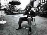 Brazilian Football Star Pele Relaxes in English Country Garden at Brazilian Team Hotel in Lymm