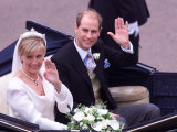 Prince Edward and Sophie Rhys Jones Waving After Their Wedding at Windsor June 1999
