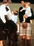 Prince Charles with the Princess of Wales and Sons Harry and William at Balmoral August 1988
