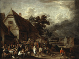 Large Village Fair With Dancing Couple