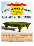The HW Collender Company's World Renown Billiard and Pool Tables
