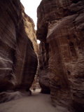 Hikers in the Siq Canyon Leading to Petra