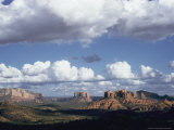 Distant Scenic View of Red Sandstone Rock Formations Near the Village of Sedona