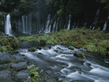 Water Falling and Flowing Over Rocks Creates a Meditative Scene
