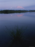 Moonrise Over Mount Mckinley Reflecting in Wonder Lake