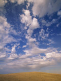 Cumulus Clouds in Blue Sky Over Prairie
