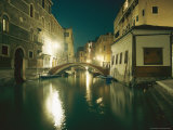 Twilight View of a Flooded Street in Venice