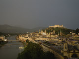 Salzburg  Austria  at Twilight with Rain in the Distance