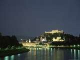 Night View of Salzburg and the Salzach River