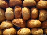 Wall of Fresh-Baked Loaves of Bread Awaits Buyers at the Bakery