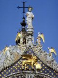 Crucifix and Statue Atop St Mark's Basilica in Venice