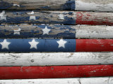 Weathered But Patriotic Detail of an Old Roadside Fence