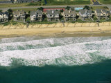 Aerial View of Beachfront Homes and Sand Fences For Erosion Control