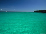 Sailboat in Crystal Clear Blue Water Off the Coast of Cuba