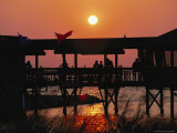 Dinner at a Waterside Restaurant at Sunset