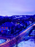 Overhead of City Streets at Dusk