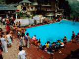 Overhead of Crowded Swimming Pool  Bhagsu