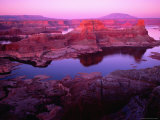 Lake Powell  Gunsight Butte and Bay with Navajo Mountain at Dusk from Romana Mesa
