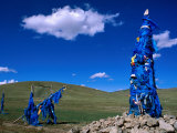 Blue Wrappings Signifying a Religious Site
