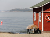 Rescue Hut with Boat  Lifebelt on Pihlajasaari Island