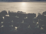 Snow Block Wall  Built to Shelter Tents from Wind  Southern Patagonian Icecap