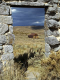 1880's Deserted Home Through Stone Warehouse Door Frame  Bodie State Historic Park