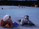 People Enjoying Silica Mud Treatment  Blue Lagoon Geothermal Complex