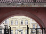 Renaissance Houses on North Side of Velke Namesti Square Seen Through Pink Archway