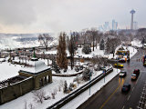 Snow Covers Niagara Fall Town in Winter