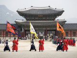 Ceremonial Guards and Tourists Outside the Entrance to Gyeongbokgung Palace