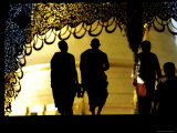 Silhouette of Monks Walking Towards Pagoda for Morning Prayers  Shwe Dagon Pagoda
