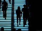 Silhouetted People on Illuminated Staircase in Causeway Bay