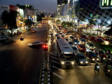 Overhead of City Street at Night