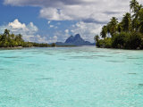 Bora Bora at End of Channel Between Two Motus in Taha'a Lagoon