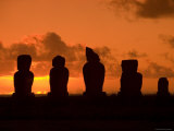 Statues  or Moai  on a Platform or Ahu Called Ahu Tahai Near Hanga Roa