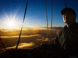 Facial Detail of Hot-Air Balloon Pilot as Sun Rises During Take Off